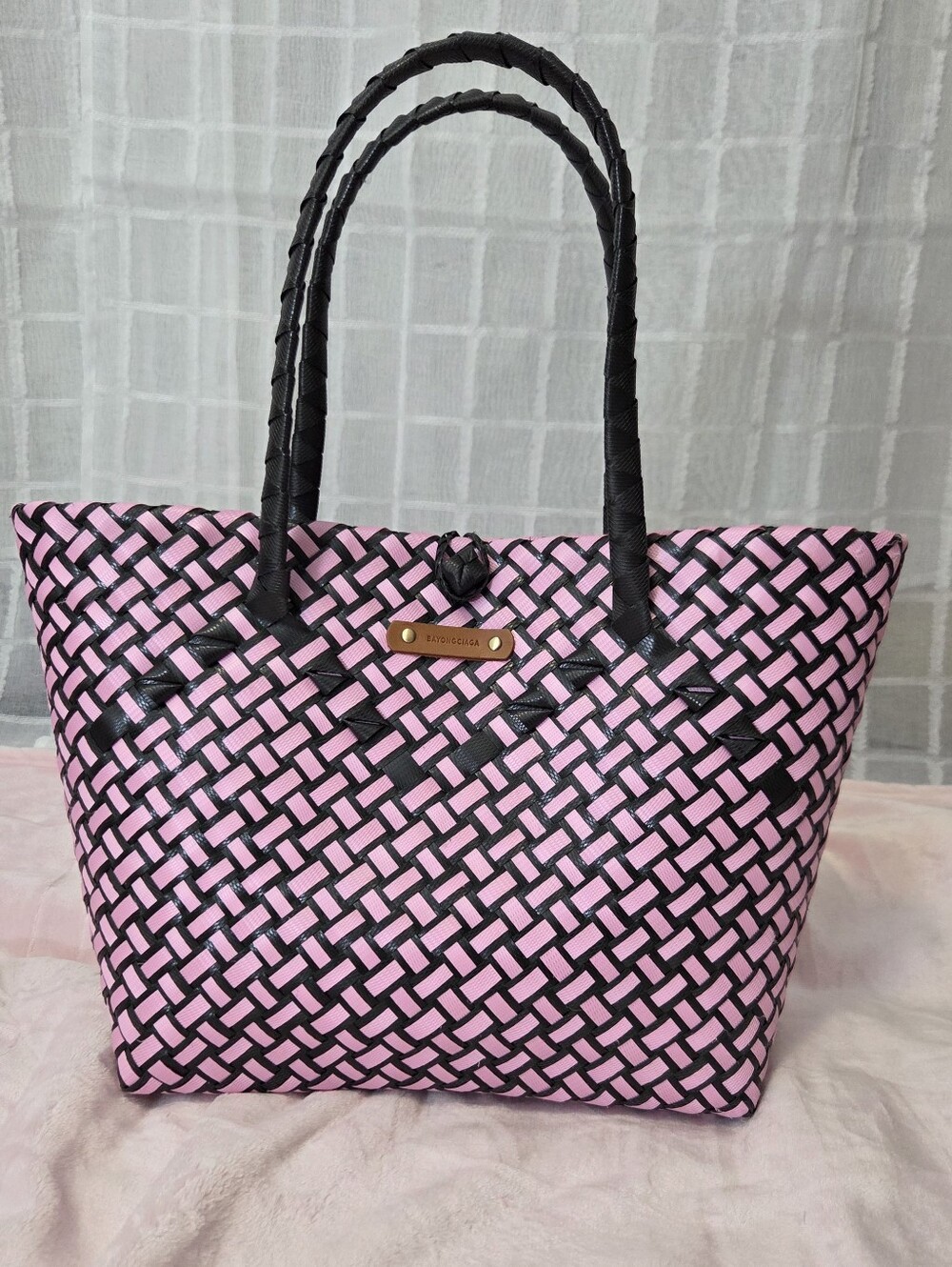 Bayongciaga Braided Purple  and Black Tote Bag - Designer Style